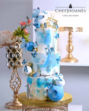 Load image into Gallery viewer, Blue Butterfly Cake. Feed 70 people.
