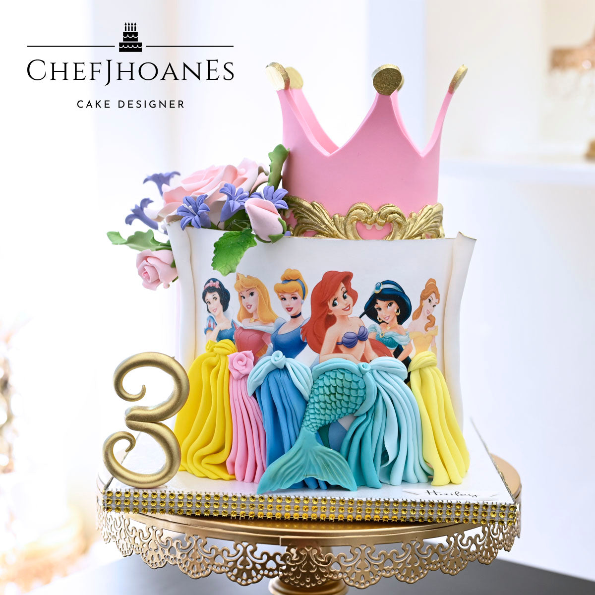💖Disney Princess Theme Tiered Birthday Cake💖 Wt- 3.5kg(eggless) Can be  customised in any colour,theme or flavour. DM or WhatsApp on… | Instagram