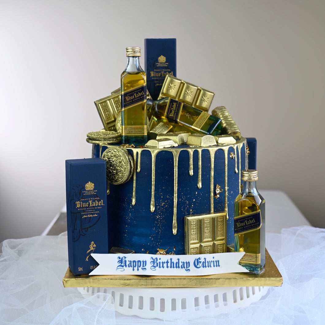 Blue label cake. Feed 15 people.
