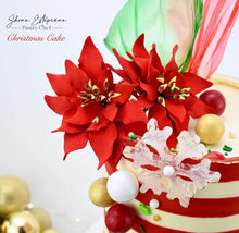 Load image into Gallery viewer, Christmas Cake with Poinsettia. Feed 10 people.
